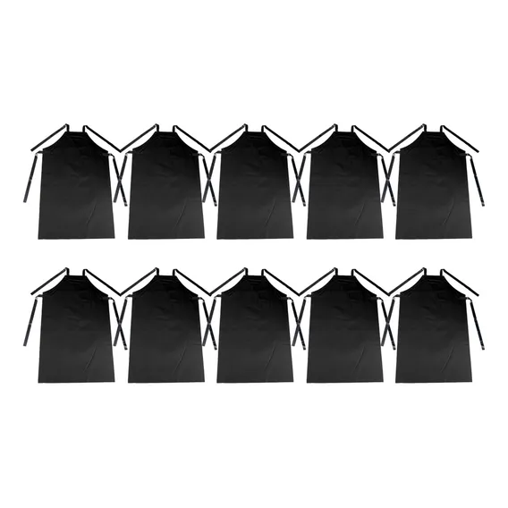 Kit C/ 10 Aventais Profissionais De Pvc Preto Foto 1
