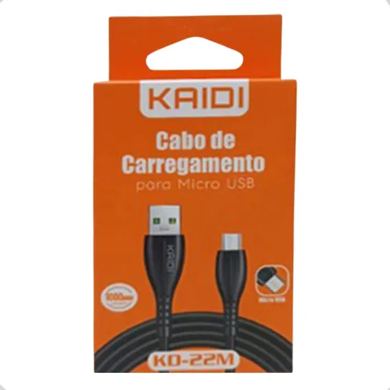 Kit C 10 Cabo Kaidi Com Entrada Usb Saída Micro V8 - Preto Foto 1