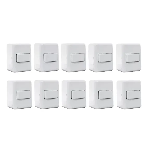 Kit C/10: Interruptor Externo Simples Sistema X Perlex Cor Branco Corrente Nominal 10 A Voltagem Nominal 250v Foto 1