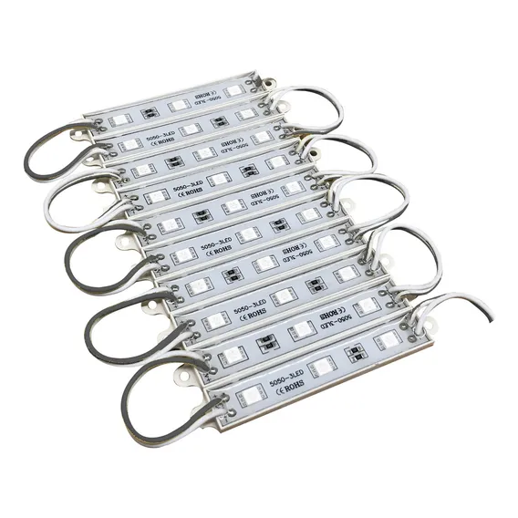 Kit C/ 10 M贸dulos 5050 Smd 3 Led Ip65 Prova D'agua 12volts Luz Branco-quente 12v Foto 1