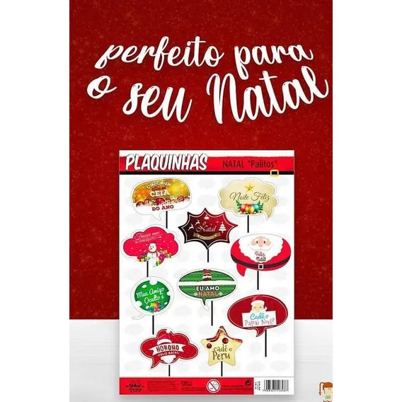 Kit C/ 10 Plaquinhas Divertidas Natal Foto 1