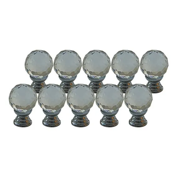 Kit C/10 Puxador Móveis Cristal 20mm Tf5100 Bola Cromado Foto 1