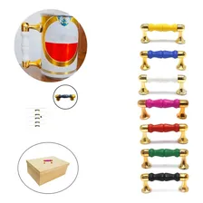 Kit C/ 100 Puxadores De Latinha Haste Dourado Várias Cores Cor Azul Foto mini  3