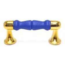 Kit C/ 100 Puxadores De Latinha Haste Dourado Várias Cores Cor Azul Foto mini  2