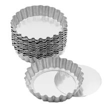 Kit C/ 12 Forma Crespa AlumĂnio Mini Torta N°6 Fundo Falso Foto mini 1
