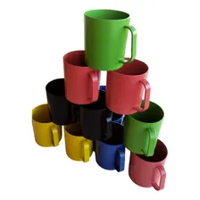 Kit C/ 120 Caneca Copo Escolar Leite Infantil Plastico 450ml Cor Coloridas Foto mini 1