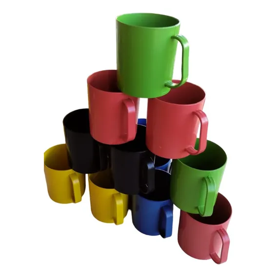 Kit C/ 120 Caneca Copo Escolar Leite Infantil Plastico 450ml Cor Coloridas Foto 1