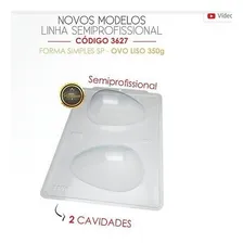 Kit C/ 2 Formas Simples P/ Chocolate Ovo Liso 350g Bwb: 3627 Cor Branco Foto mini 3