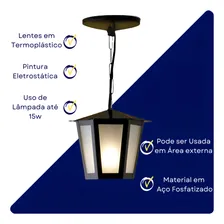 Kit C/ 2 Luminárias Pendente Colonial Sextavado Preto 110V/220V Foto mini 3
