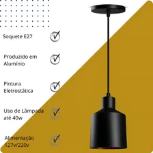 Kit C/ 2 Pendentes Lustre Home Industrial Preto E Cobre 110v/220v Foto mini 2