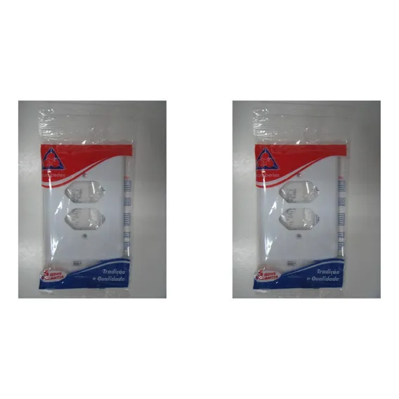 Kit C/2 - Placa Perlex Branca 4x2 (2 Tomadas) 23pl2t Foto 1