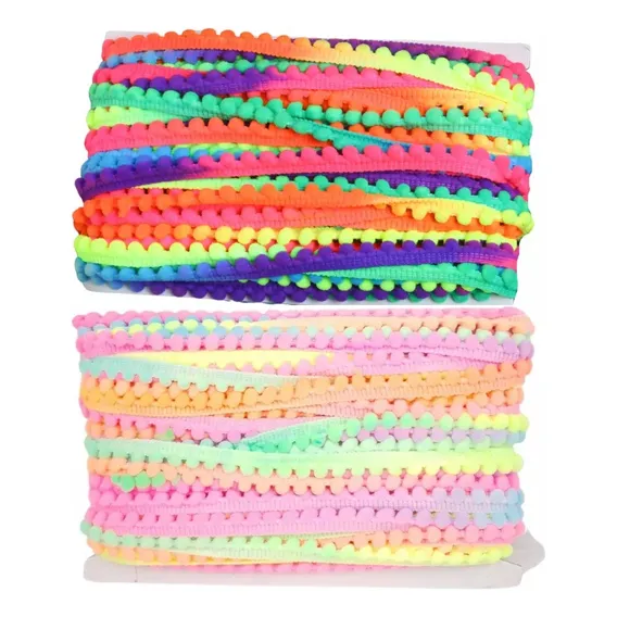 Kit C/ 2 Rolo Fita Grelot Artesanato Mini Pompom Multicolor Foto 1