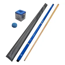 Kit C/ 2 Tacos De Sinuca Profissional C/ Sola De Couro Cor Azul e Azul Foto mini  3