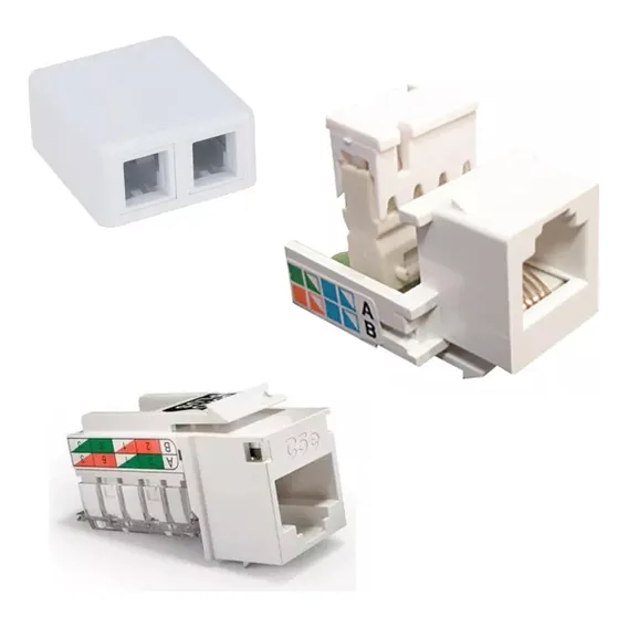 Kit C/ 20 Keystones Rj45+20 Keystone Rj11+20 Caixas Sobrep Foto 1