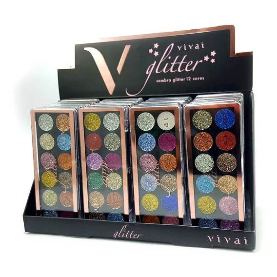 Kit C/ 24 Paleta Sombra Glitter 12 Cor 2172 - Vivai Foto 1