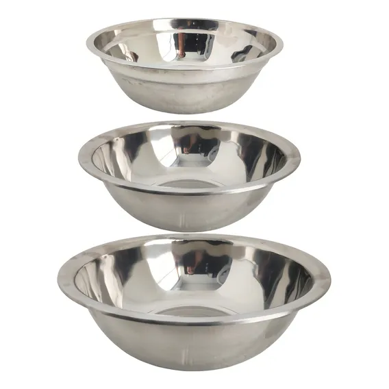 Kit C/ 3 Bowl Gourmet Tigela Bacia Saladeira 100% Aço Inox Foto 1