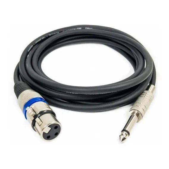 Kit C/ 3 Cabo P/ Microfone P10 Mono X Xlr Fêmea 8 Metros Foto 1