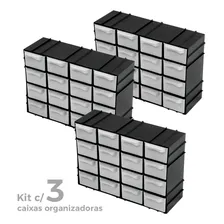 Kit C/ 3 Caixa Organizador Gaveteiro 16 Gavetas cor Preto Foto mini  2