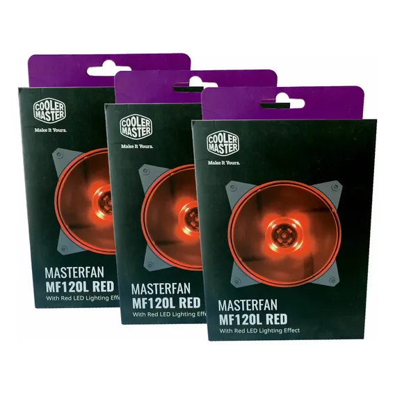Kit C/ 3 - Cooler Master Fan Mf120l 12cm 120mm Led Vermelho Foto 1