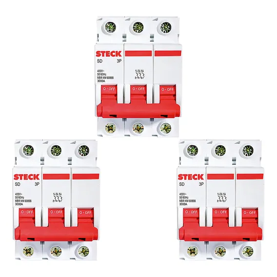 Kit C/3 - Disjuntor Steck Din Tripolar 100a Sd3 C 10ka Foto 1