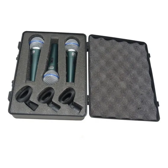 Kit C/ 3 Microfones Profissionais Bt58a Mxt Cachimbos+maleta Cor Cinza Foto 1