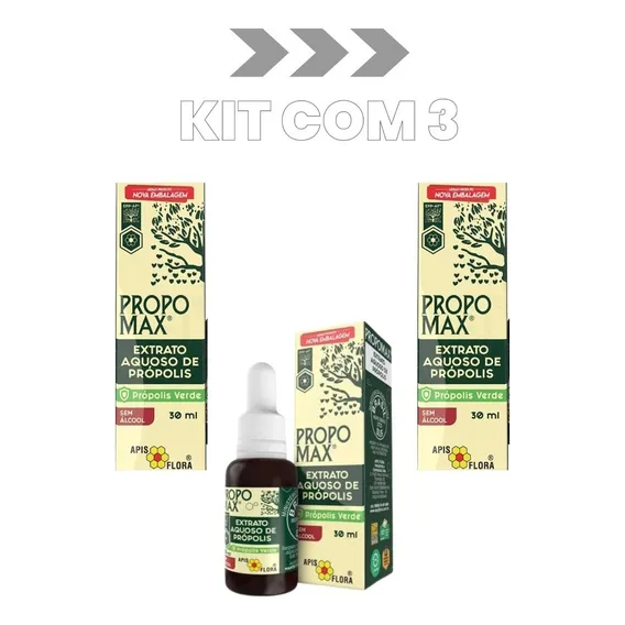 Kit C/ 3 Propomax Ext Pr贸polis Sem 脕lcool 30ml Apis Flora Foto 1