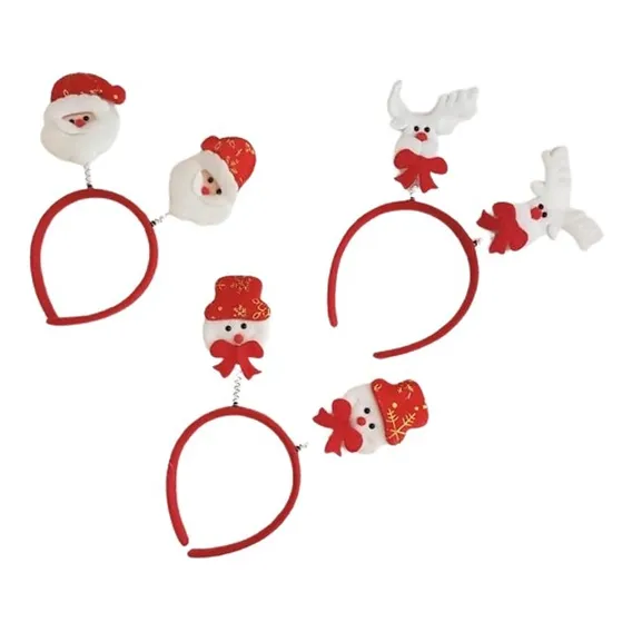 Kit C/ 3 Tiaras Personagens Natalinas Sortidas Cor Vermelho Foto 1