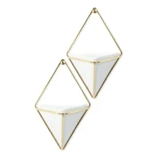 Kit C/ 3 Vasos De Parede Trigg Decorativo Umbra Design Cor Dourado/branco Kit 3 Peças Trigg Foto mini 3