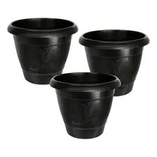 Kit C/ 3 Vasos Planta Grande Redondo Preto Plástico Arqplast Liso Foto mini 1