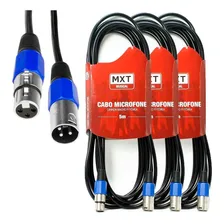 Kit C 3un Cabo Microfone Cannon XLR/CANNONC 5 Metros MXT Cor Preto Foto mini  3