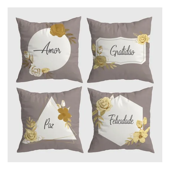 Kit C/ 4 Capas De Almofada Decorativa Frases Modernas 40x40 Foto 1