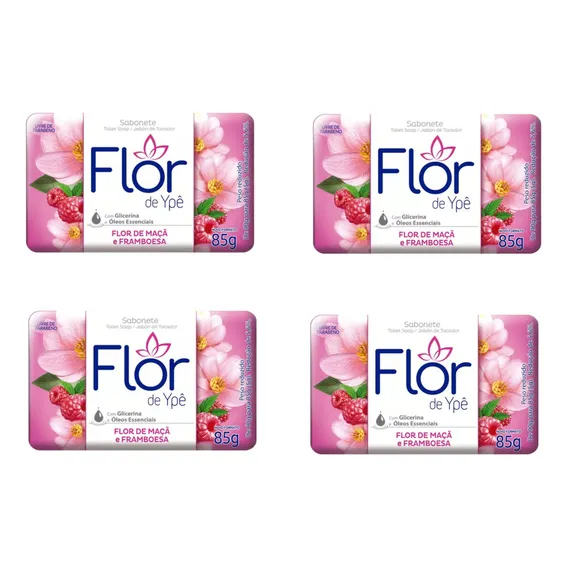 Kit C/4 Sabonetes Flor De Ypê Flor De Maçã E Framboesa 85g Foto 1