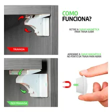 Kit C 4 Travas Magnética Gaveta Armário Segurança Crianças I Love Baby Foto mini 3