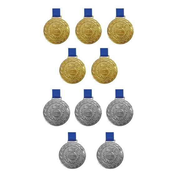 Kit C/5 Medalhas De Ouro M43 + 5 Medalhas De Prata M43 Foto 1