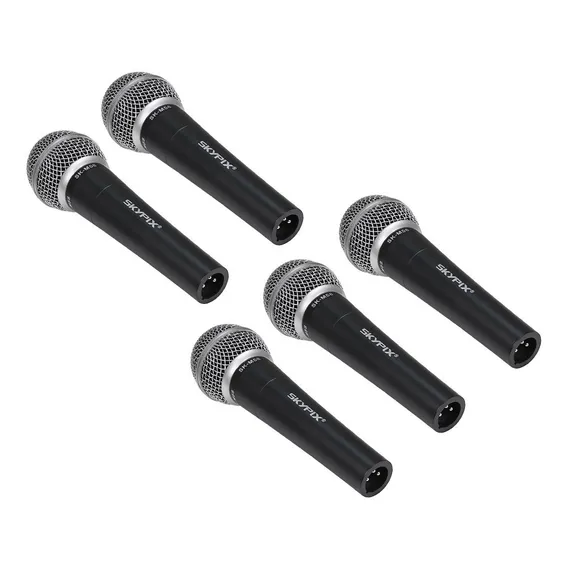 Kit C/ 5 Microfones Profissionais Skypix Sm58a Com Maleta Cor Preto Foto 1