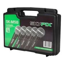 Kit C/ 5 Microfones Profissionais Skypix Sm58a Com Maleta Cor Preto Foto mini  3