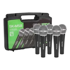 Kit C/ 5 Microfones Profissionais Skypix Sm58a Com Maleta Cor Preto Foto mini 4