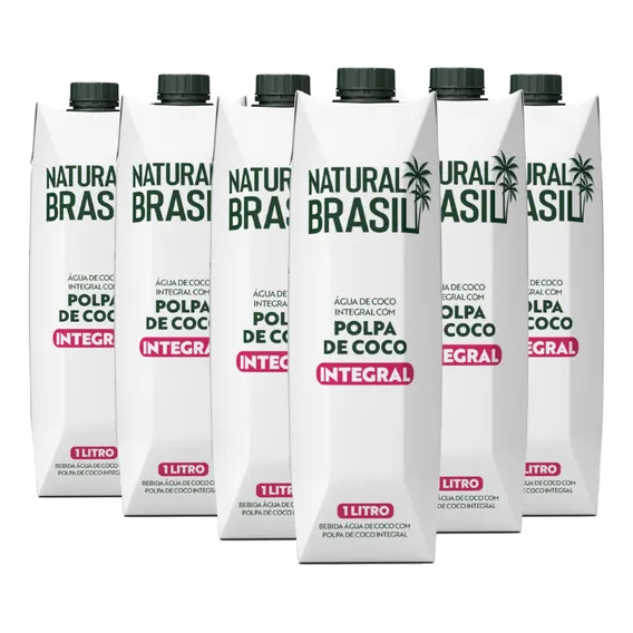 Kit C/ 6und Água De Coco Integral C/ Polpa Natural Brasil 1l Foto 1