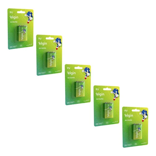 Kit C/10 Baterias 9v Alcalina Elgin Energy Em Blister Foto 1