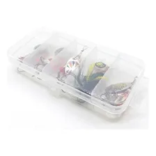 Kit C/10 Iscas Artificiais Colher Metal Spiner Pena + Caixa Cor Variado Foto mini 3