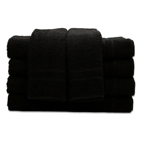 Kit C/10 Toalhas Rosto Profissional Preta - Salão Reforçada Cor Preto Liso Foto 1