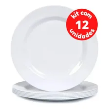 Kit C/12 Yazi Prato Sobremesa 18 Cm Melamine Plastico Resistente Cor Branco Foto mini 1