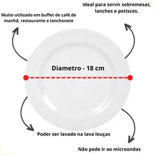 Kit C/12 Yazi Prato Sobremesa 18 Cm Melamine Plastico Resistente Cor Branco Foto mini 3
