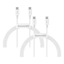 Kit C/2 Cabos Usb-c X Usb-c Turbo Baseus 60w 1.5m Cor Branco Foto mini 1