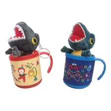 Kit C2 Canecas Infantil + 2 Chaveiro De Dinossauro Presente Foto mini 1