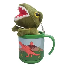 Kit C2 Canecas Infantil + 2 Chaveiro De Dinossauro Presente Foto mini 4