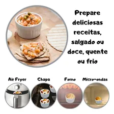 Kit C/2 Ramequim Pote 320ml Porcelana Forno SuflĂȘ PurĂȘ Mol Cor Branco Foto mini 4
