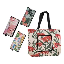 Kit C3 Bolsas Dóbravel Floral Sacola Impermeável Carteira Foto mini 1