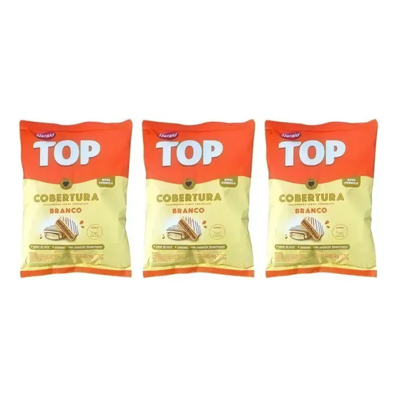 Kit C/3 Chocolate Gotas Cobertura Top Branco Harald 1kg Foto 1