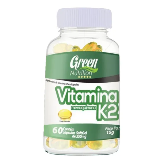 Kit C/3 Vitamina K2 250mg Gel 60caps Green Nutrition Sabor Sem Sabor Foto 1